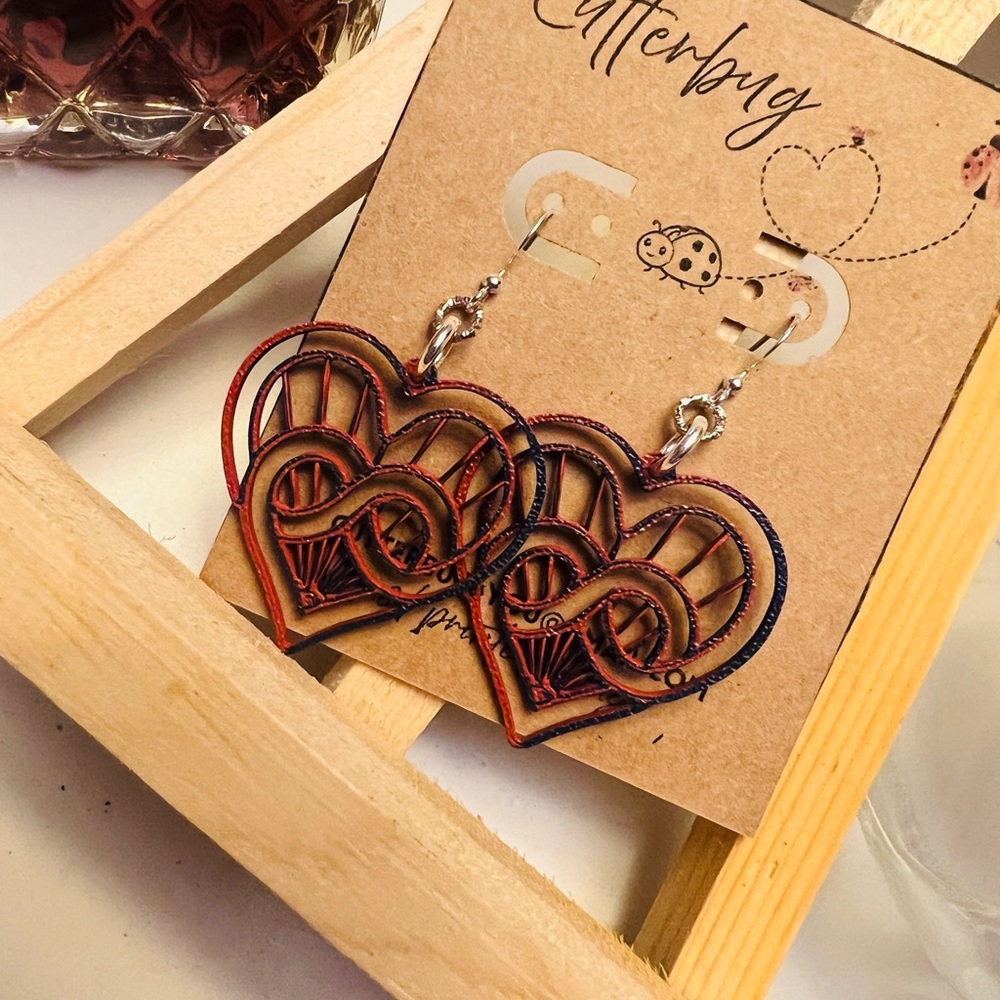 Heart Infinity geometric dangle Earrings - Red and Blue!